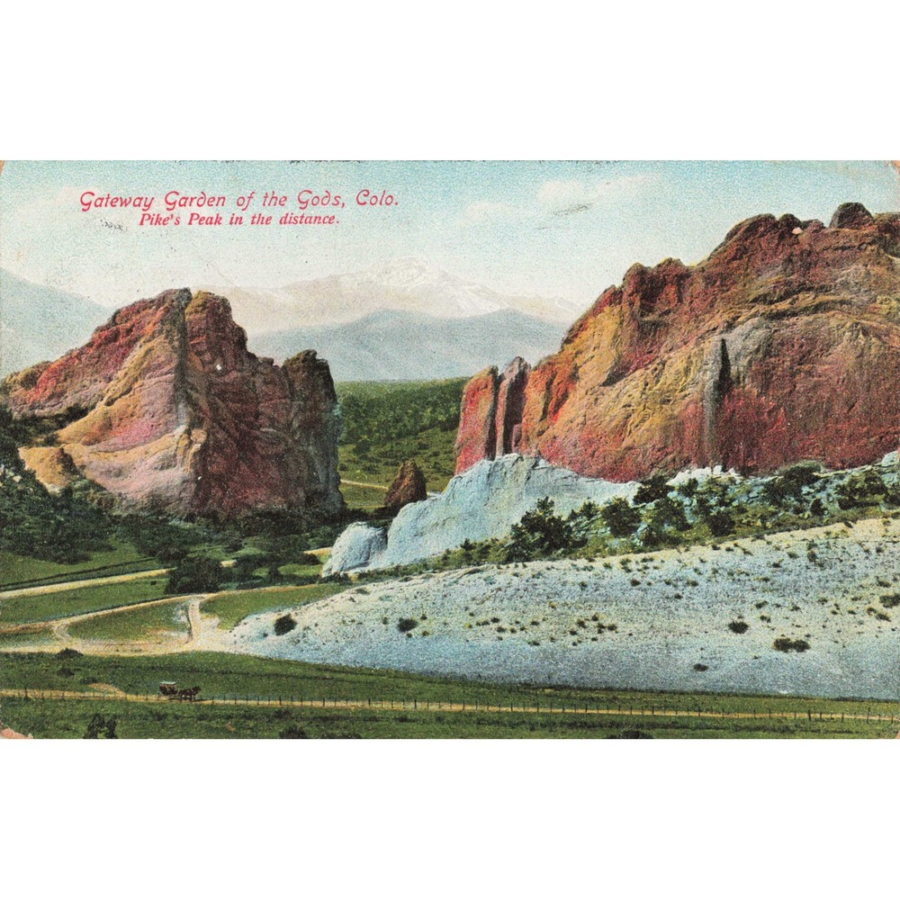 Garden of the Gods Gateway Pikes Peak Colorado Springs CO Carriage Postcard 1909
